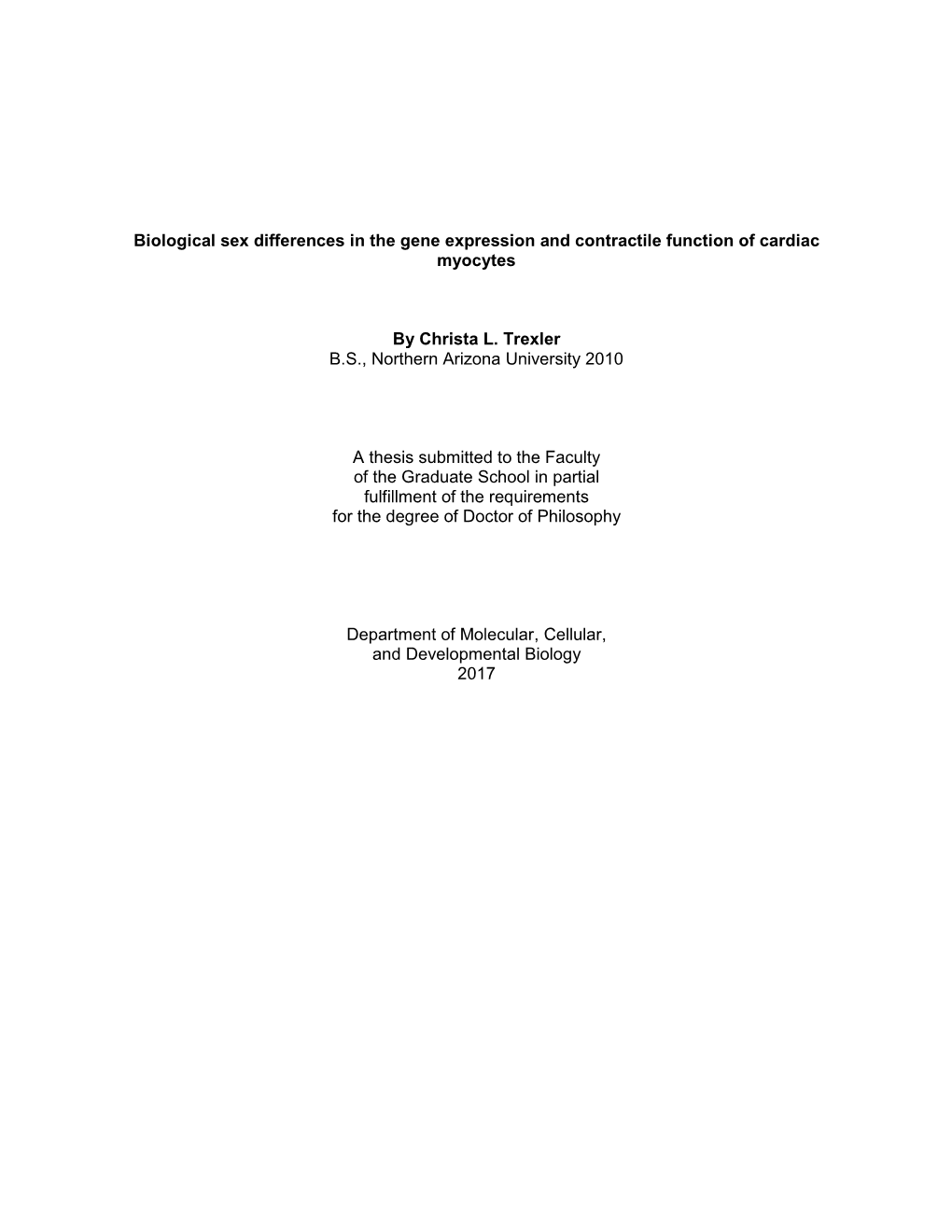 Biological Sex Differences in the Gene Expression and Contractile Function of Cardiac Myocytes