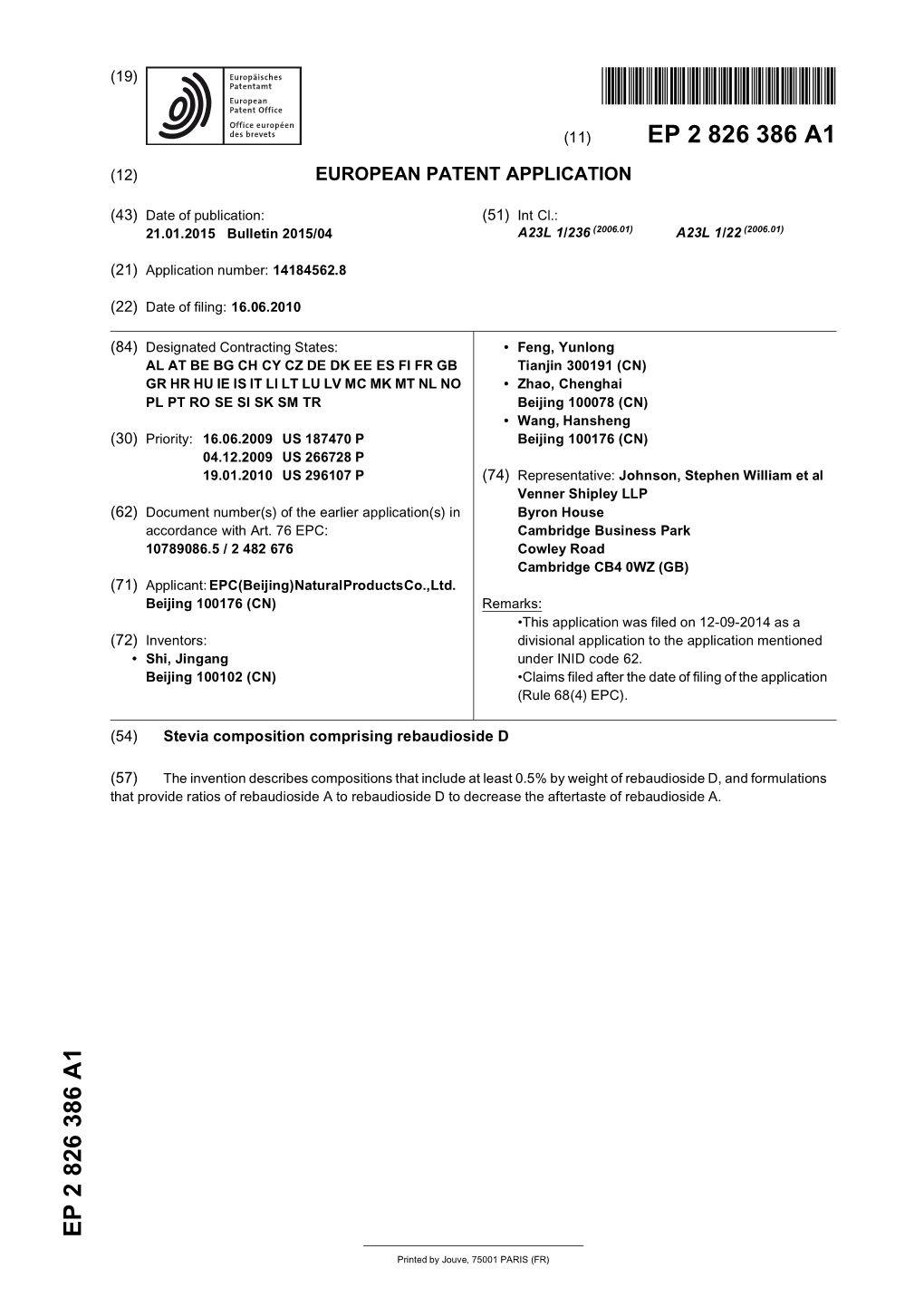 Stevia Composition Comprising Rebaudioside D