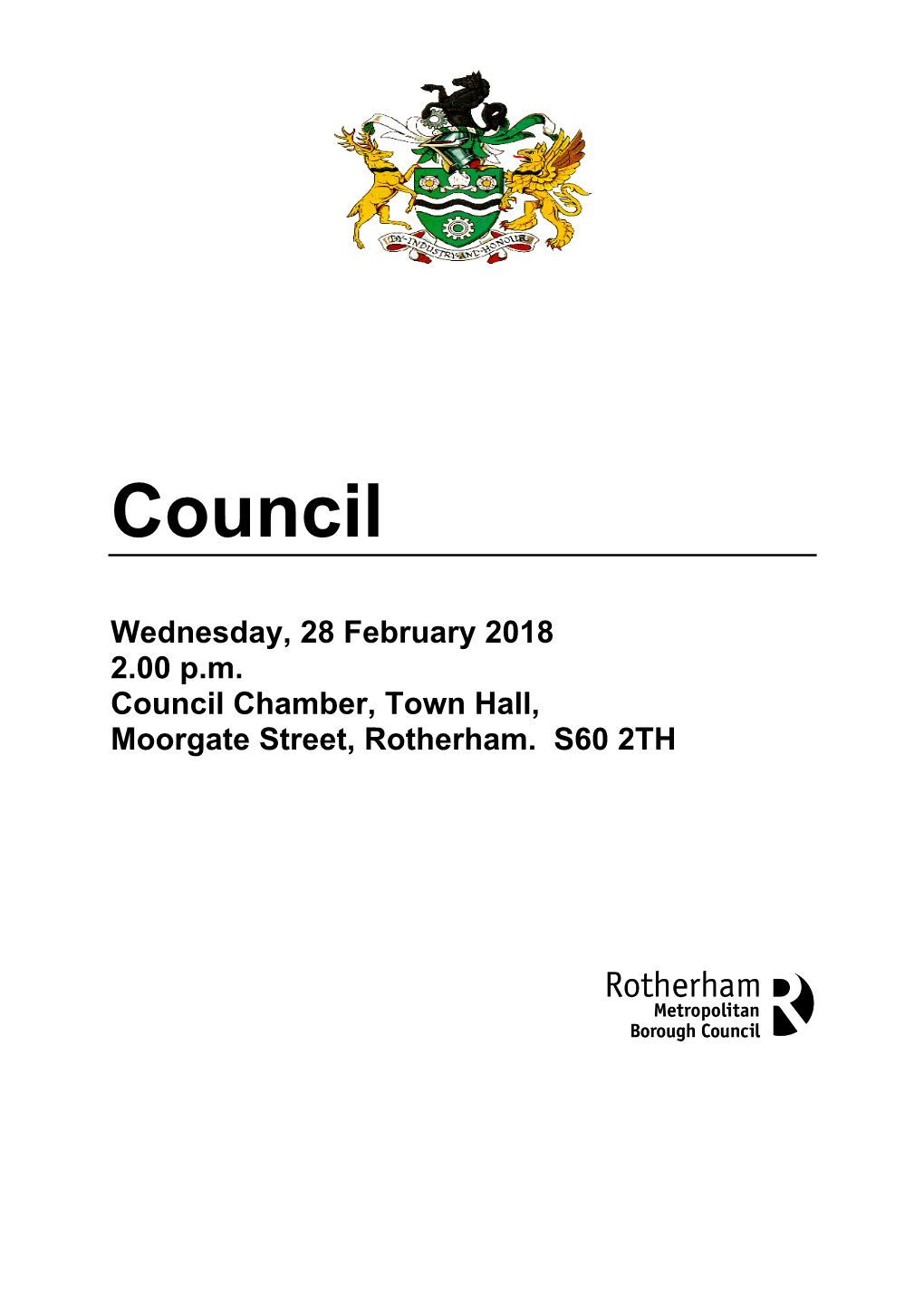 (Public Pack)Agenda Document for Council Meeting, 28/02/2018 00:00