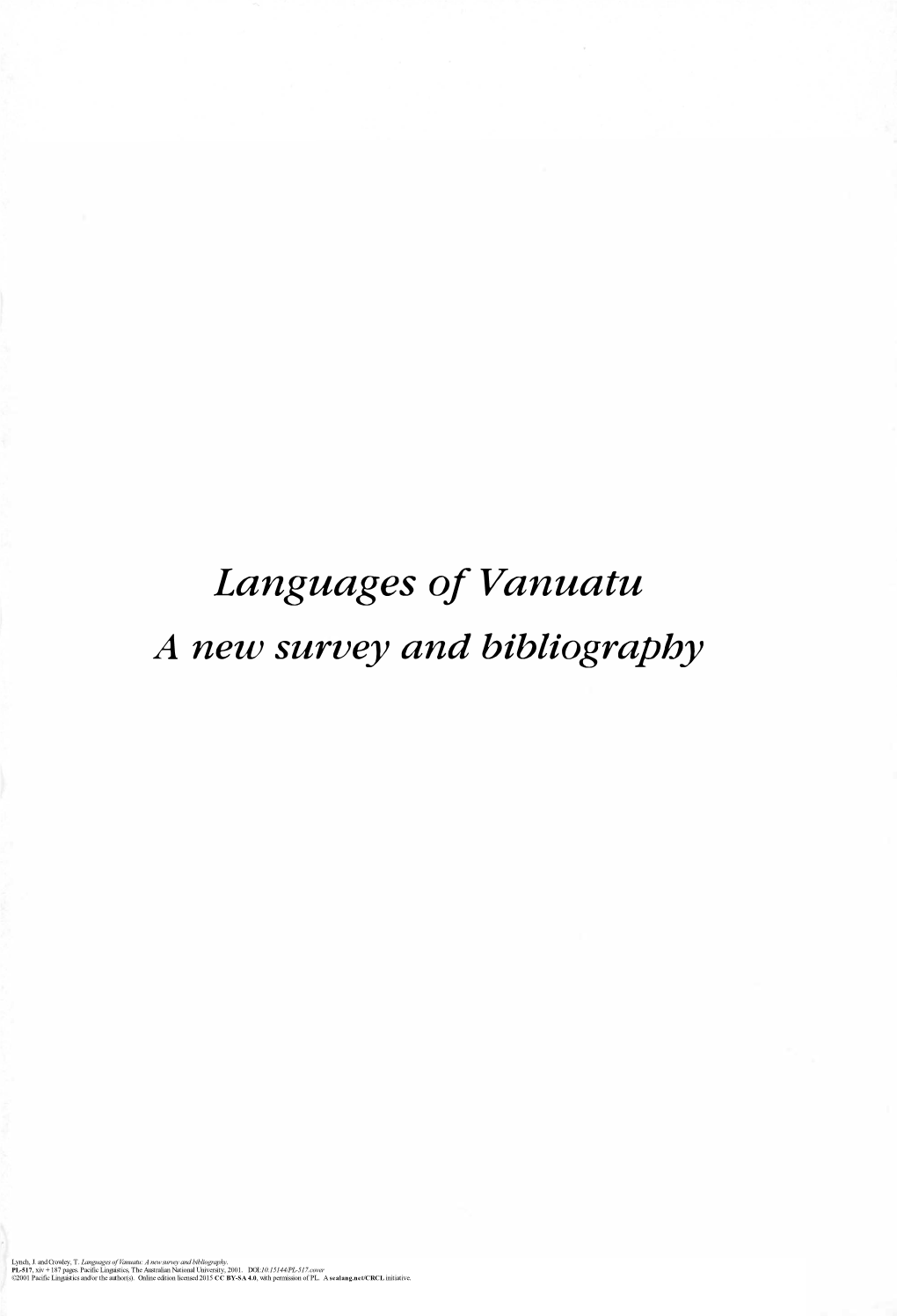 Languages of Vanuatu a New Survey and Bibliography