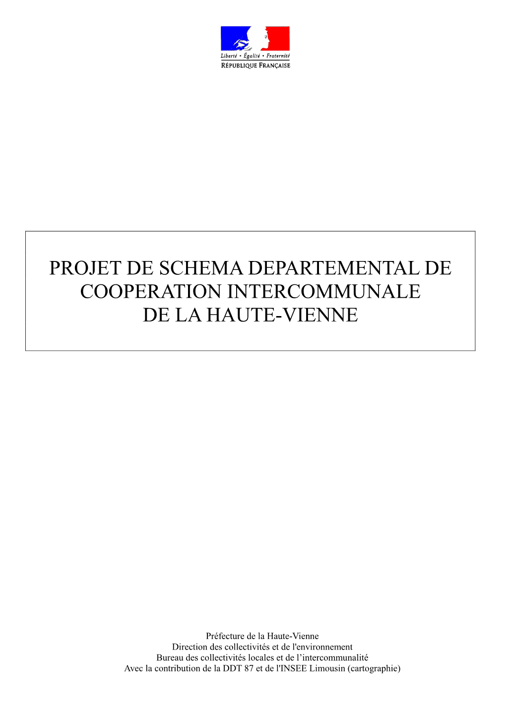 Projet De Schema Departemental De Cooperation Intercommunale De La Haute-Vienne