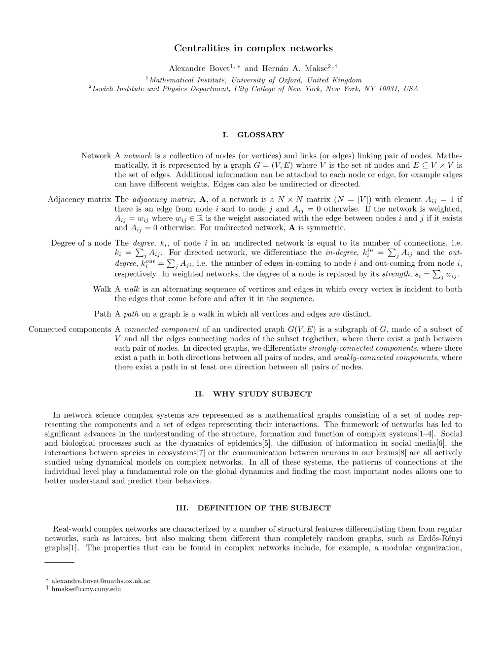 Centralities in Complex Networks