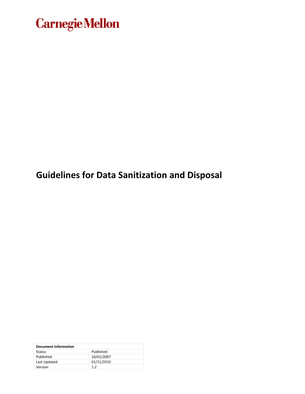 Guidelines for Data Sanitization and Disposal