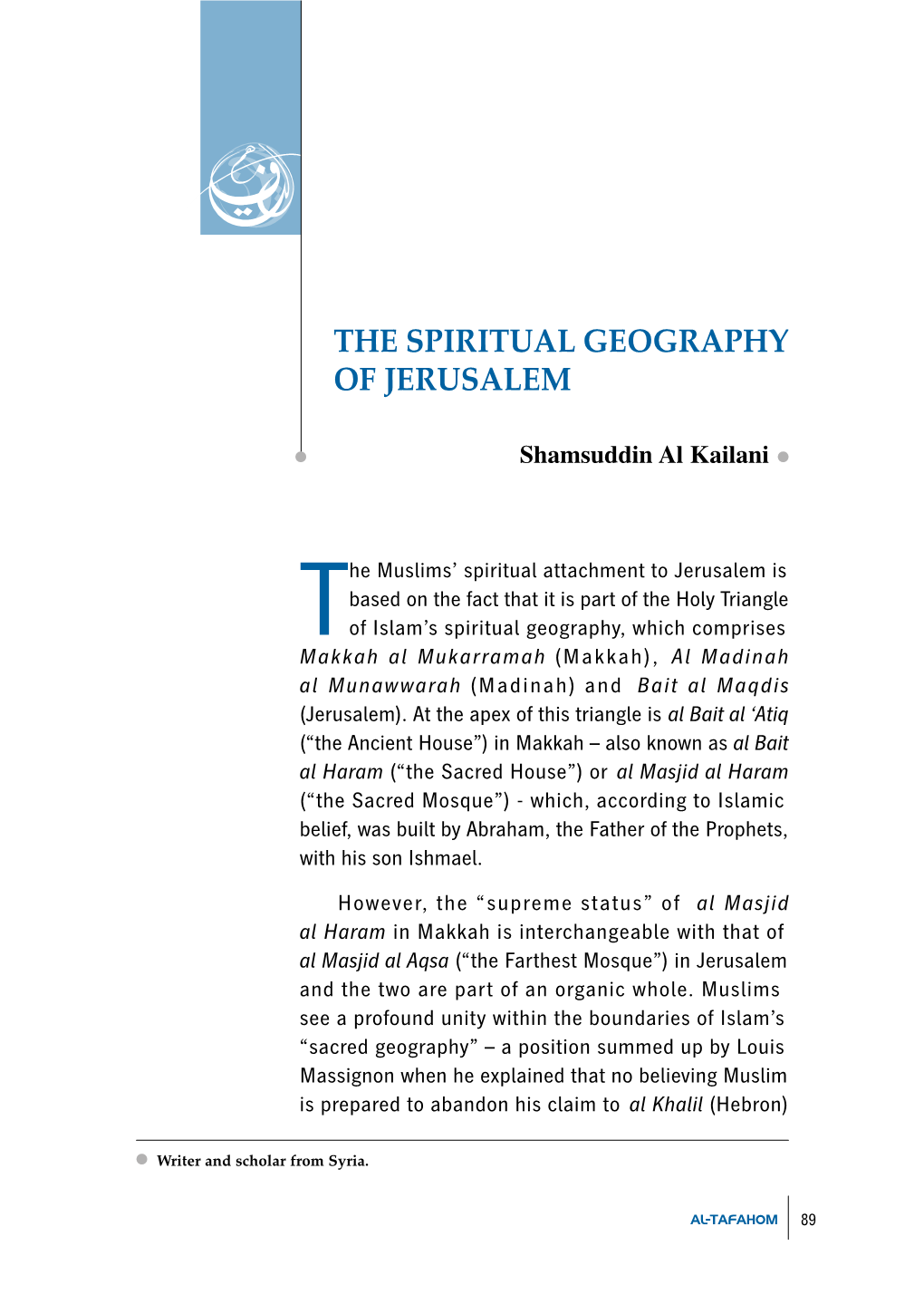 The Spiritual Geography of Jerusalem