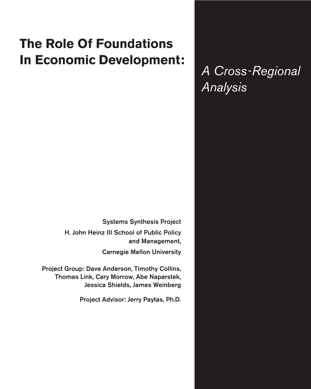 The Role of Foundations in Economic Development: a Cross-Regional Analysis