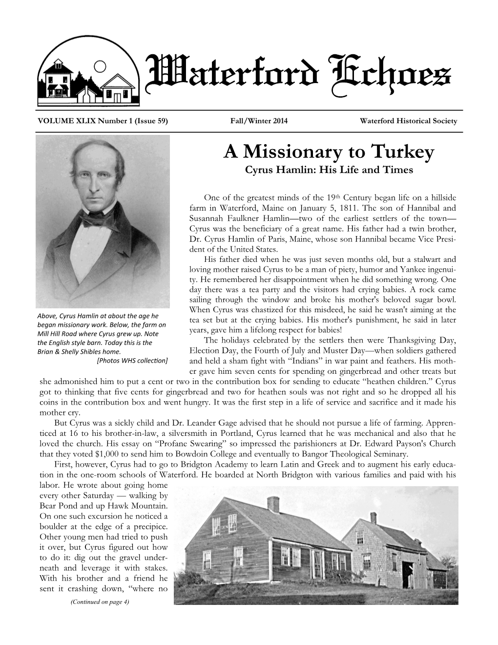 59) Fall/Winter 2014 Waterford Historical Society