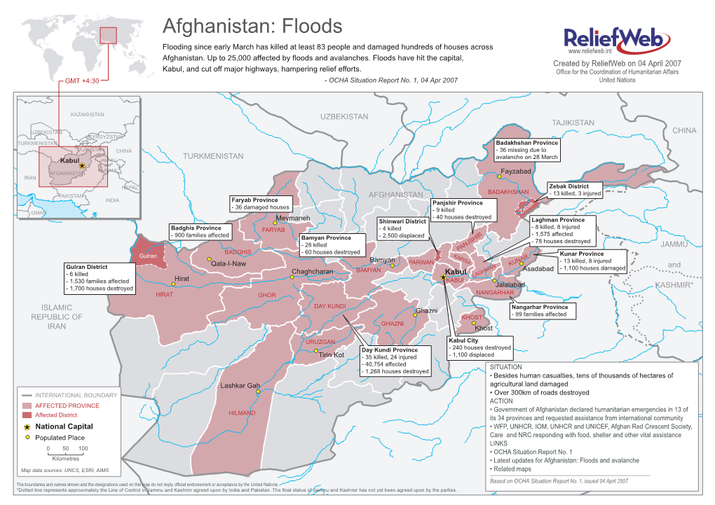 Floods Flooding Since Early March Has Killed at Least 83 People and Damaged Hundreds of Houses Across Afghanistan