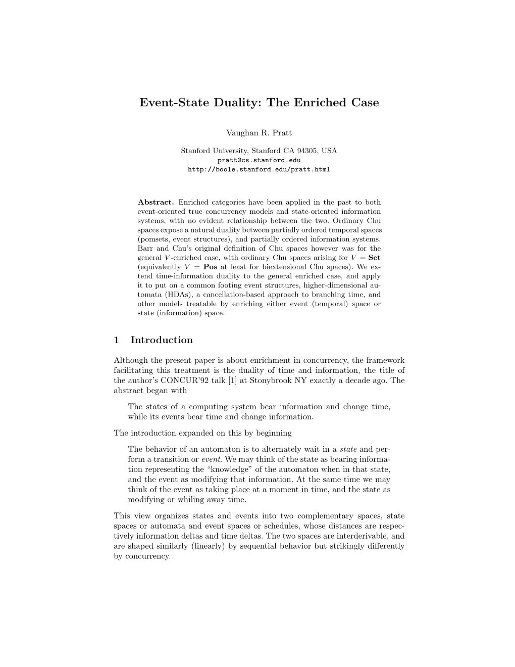 Event-State Duality: the Enriched Case