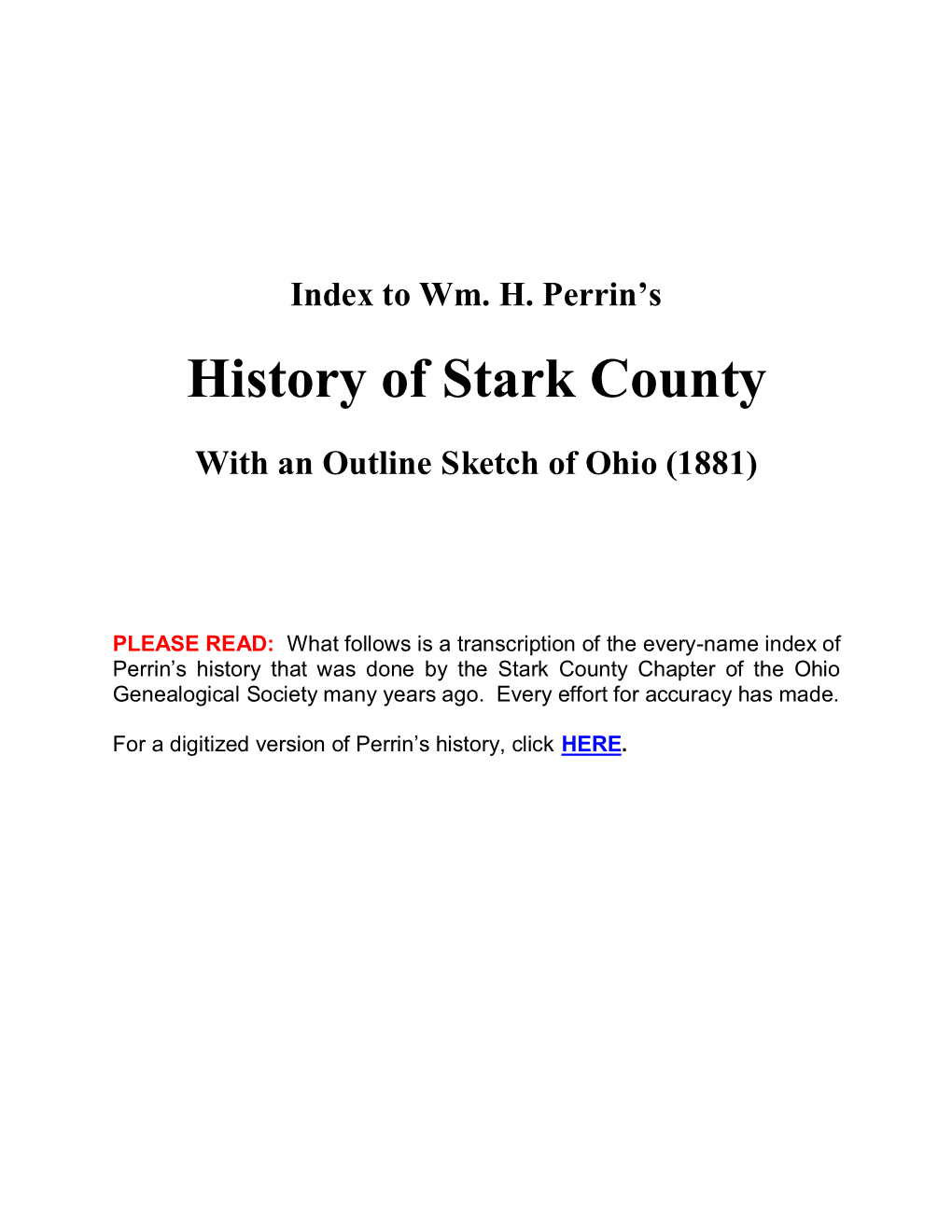 History of Stark County, Ohio