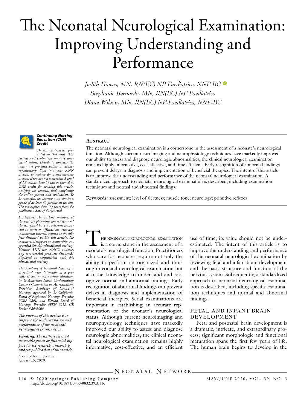 The Neonatal Neurological Examination: Improving Understanding and Performance