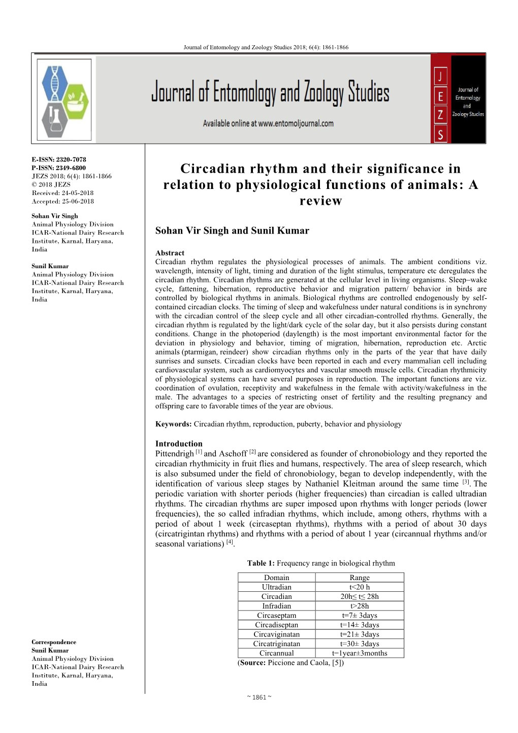 Circadian Rhythm and Their Significance in Relation To