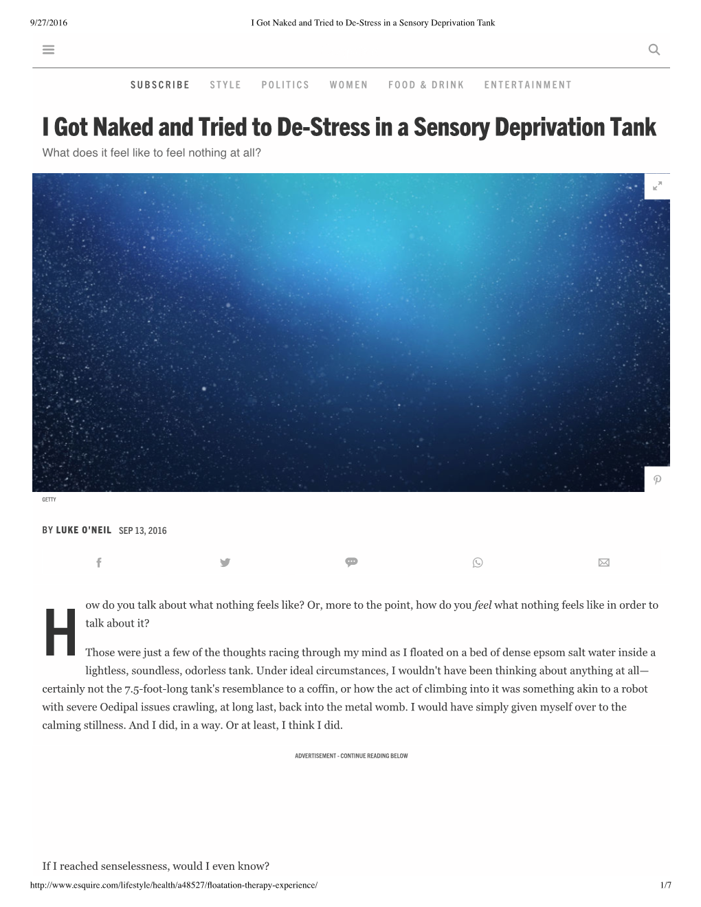 I Got Naked and Tried to De-Stress in a Sensory Deprivation Tank