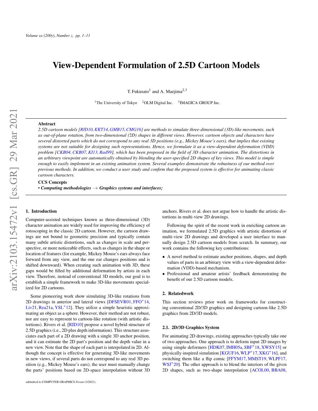 View-Dependent Formulation of 2.5D Cartoon Models