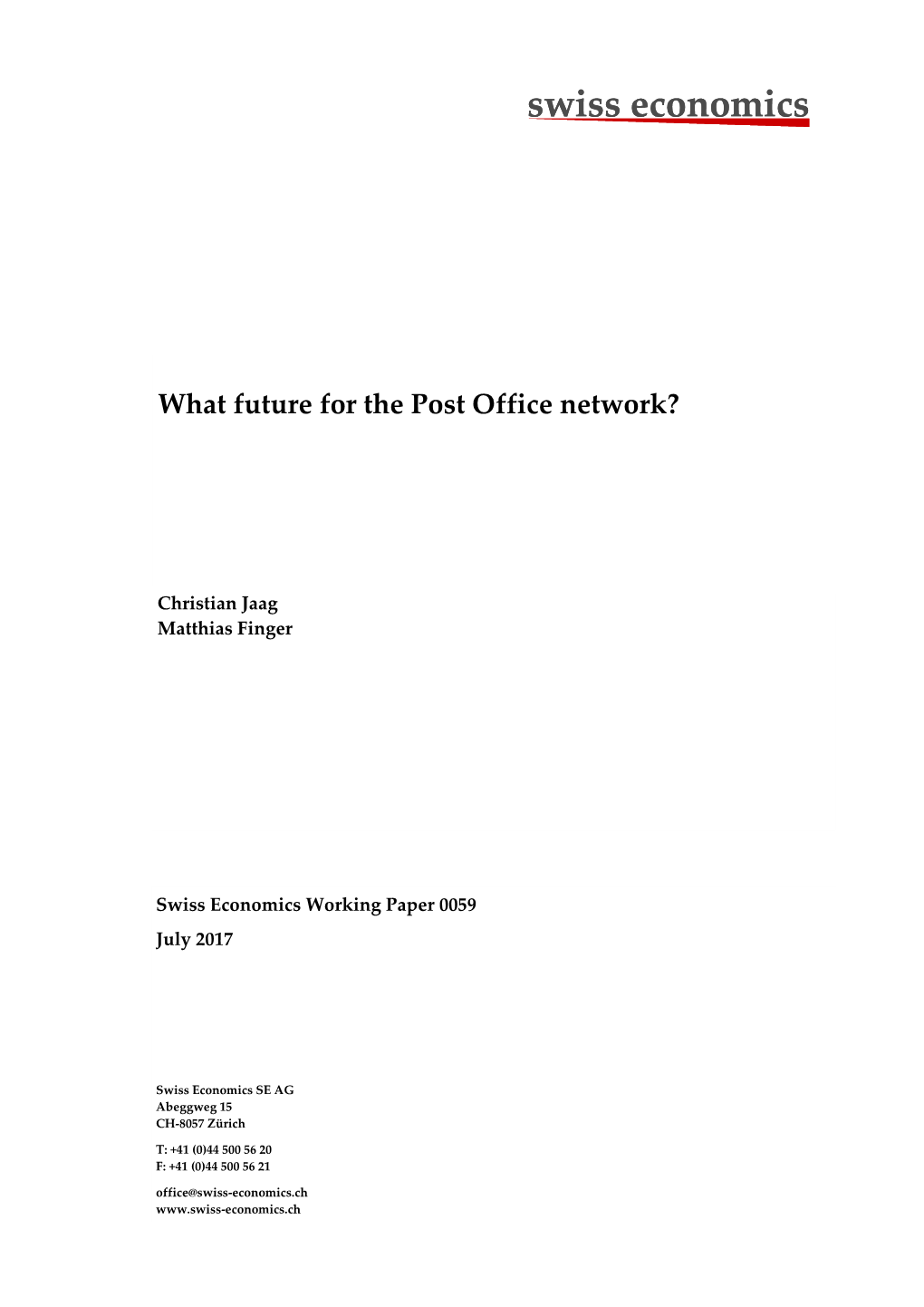 What Future for the Post Office Network?