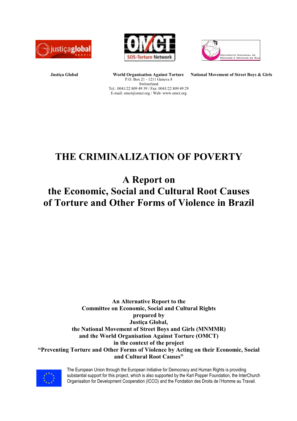 JB-OMCT-MNMMR Alternative Report CESCR, Brazil