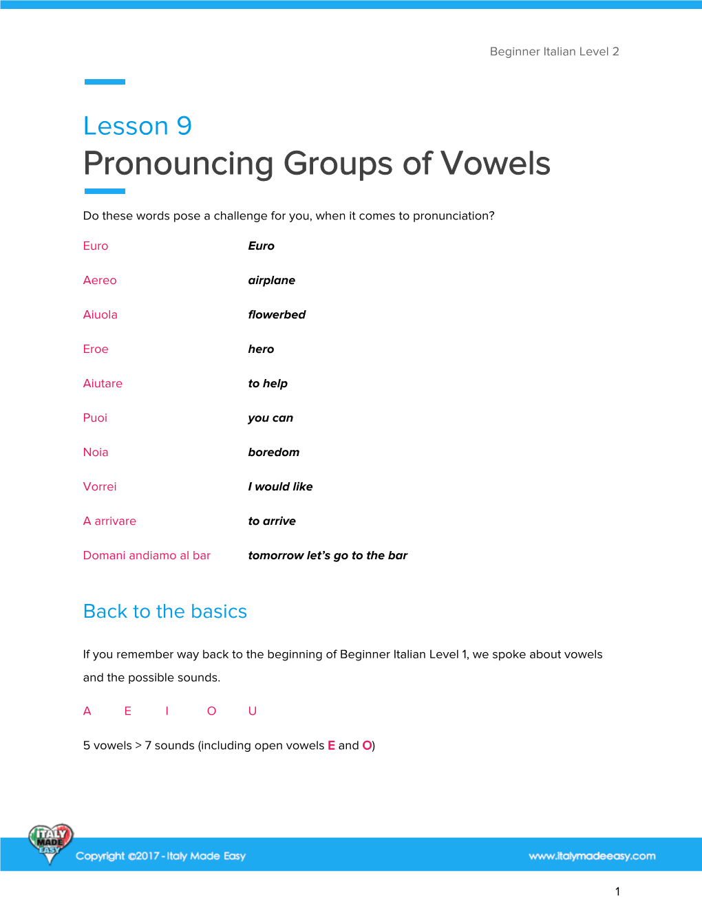 Pronouncing Groups of Vowels