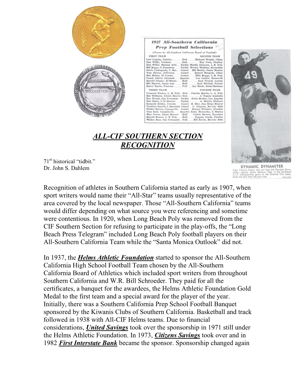 All-Cif Southern Section Recognition