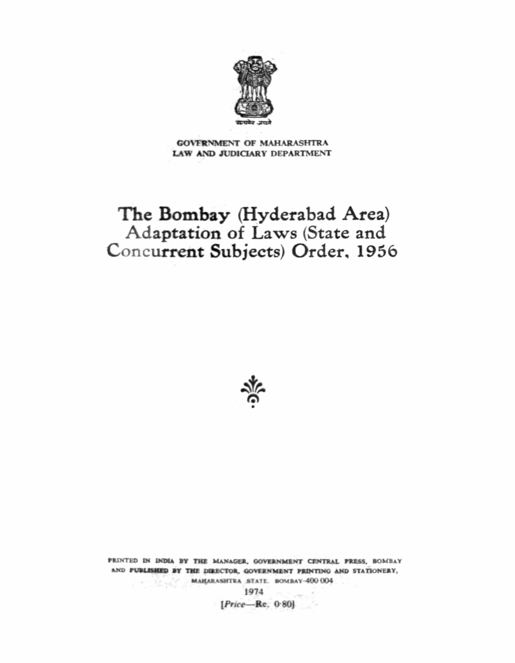 Adaptation of Laws (State and C One Rent Subjects) Order .. 1956
