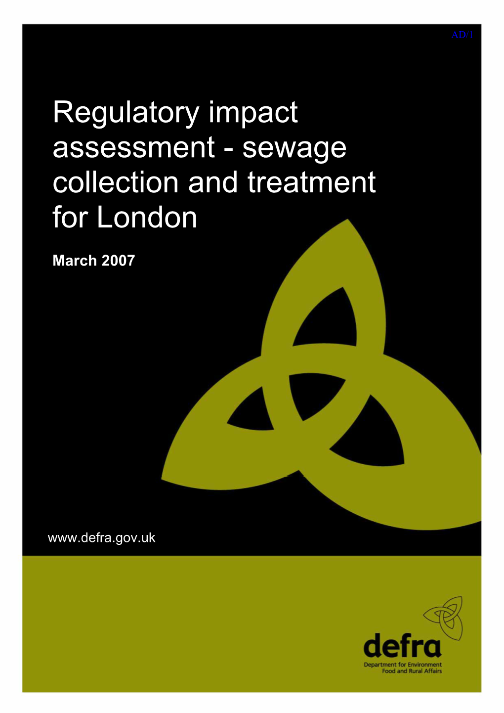 Regulatory Impact Assessment - Sewage Collection and Treatment for London