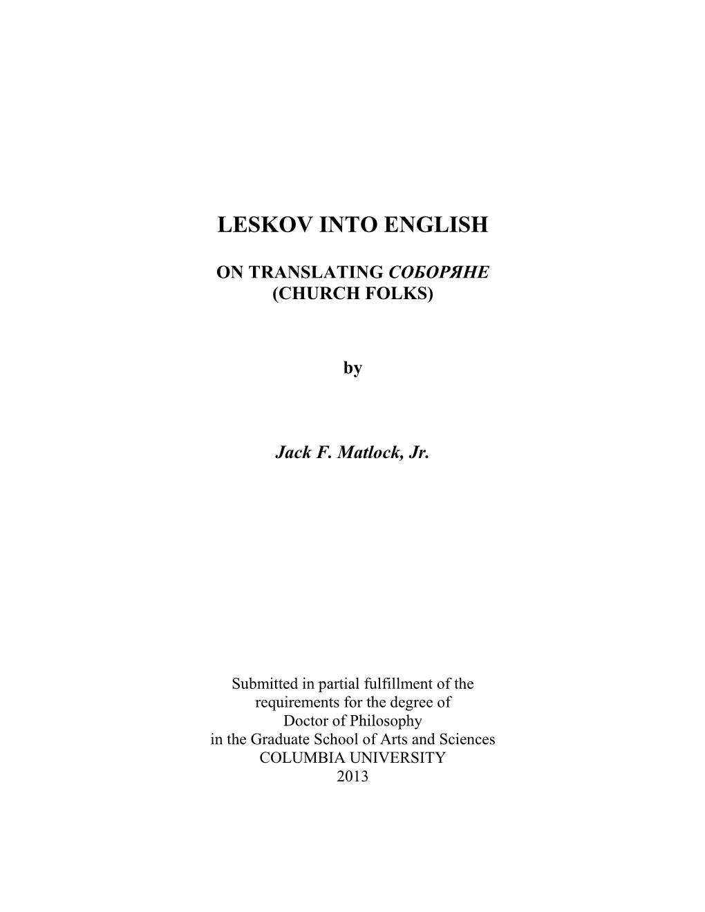 Leskov Into English