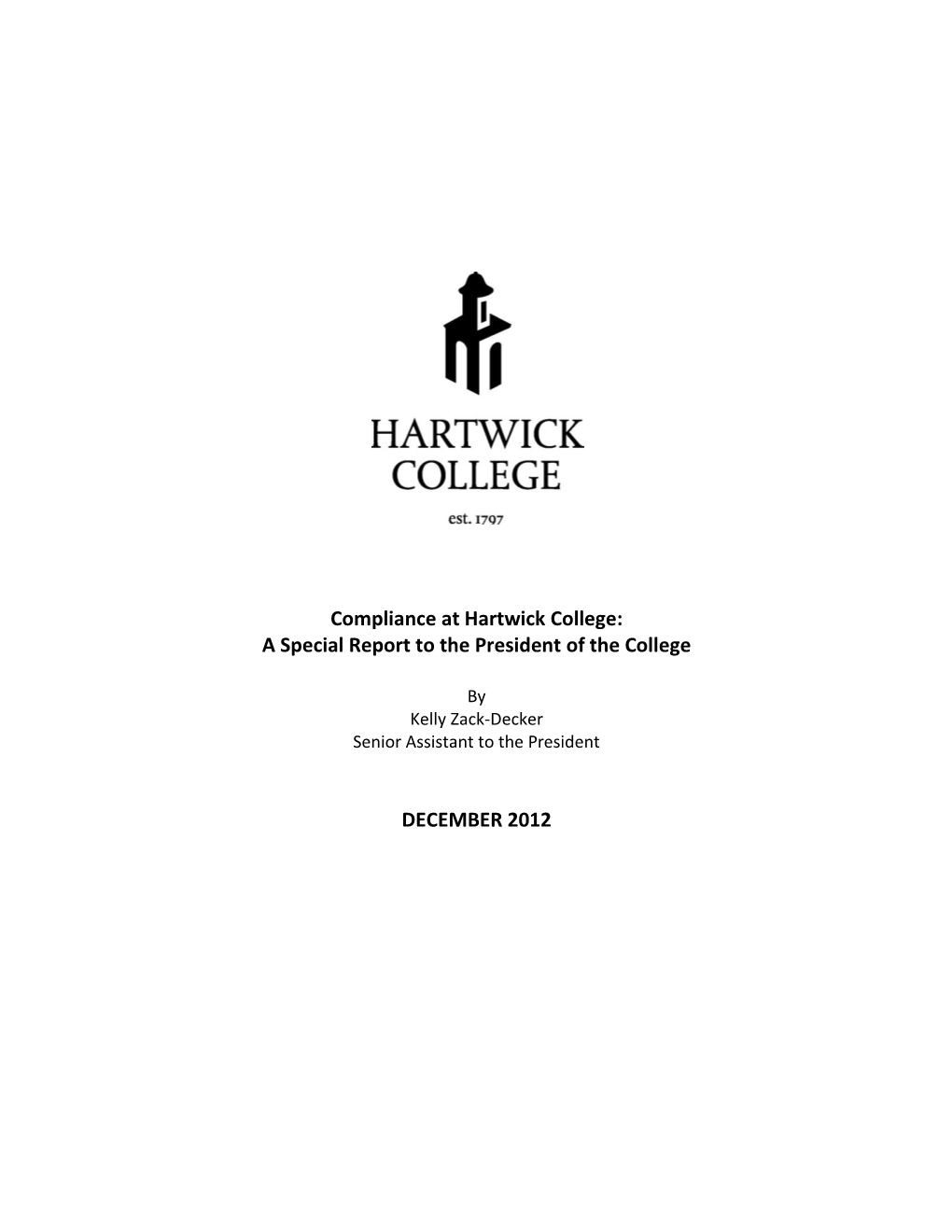 “Compliance at Hartwick College” Report