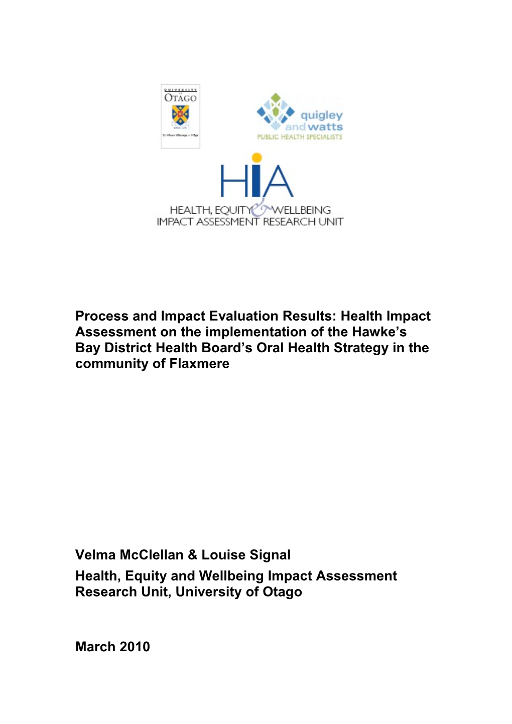 A Health Impact Assessment of the Draft Hawkes Bay District Council S Graffiti Strategy