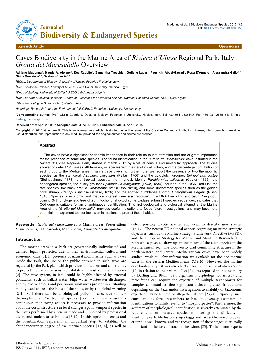 Caves Biodiversity in the Marine Area of Riviera D'ulisse Regional Park, Italy