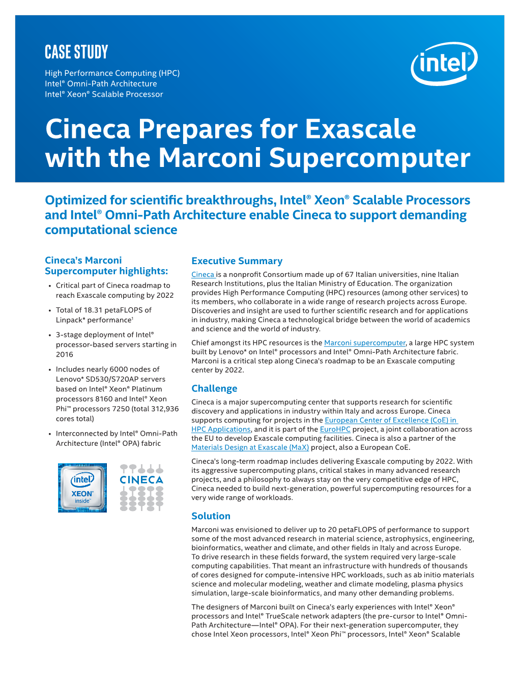 Cineca Prepares for Exascale with the Marconi* Supercomputer