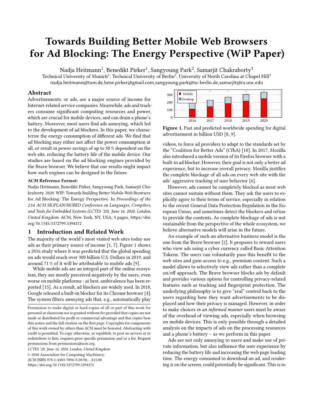 Towards Building Better Mobile Web Browsers for Ad Blocking: the Energy Perspective (Wip Paper)