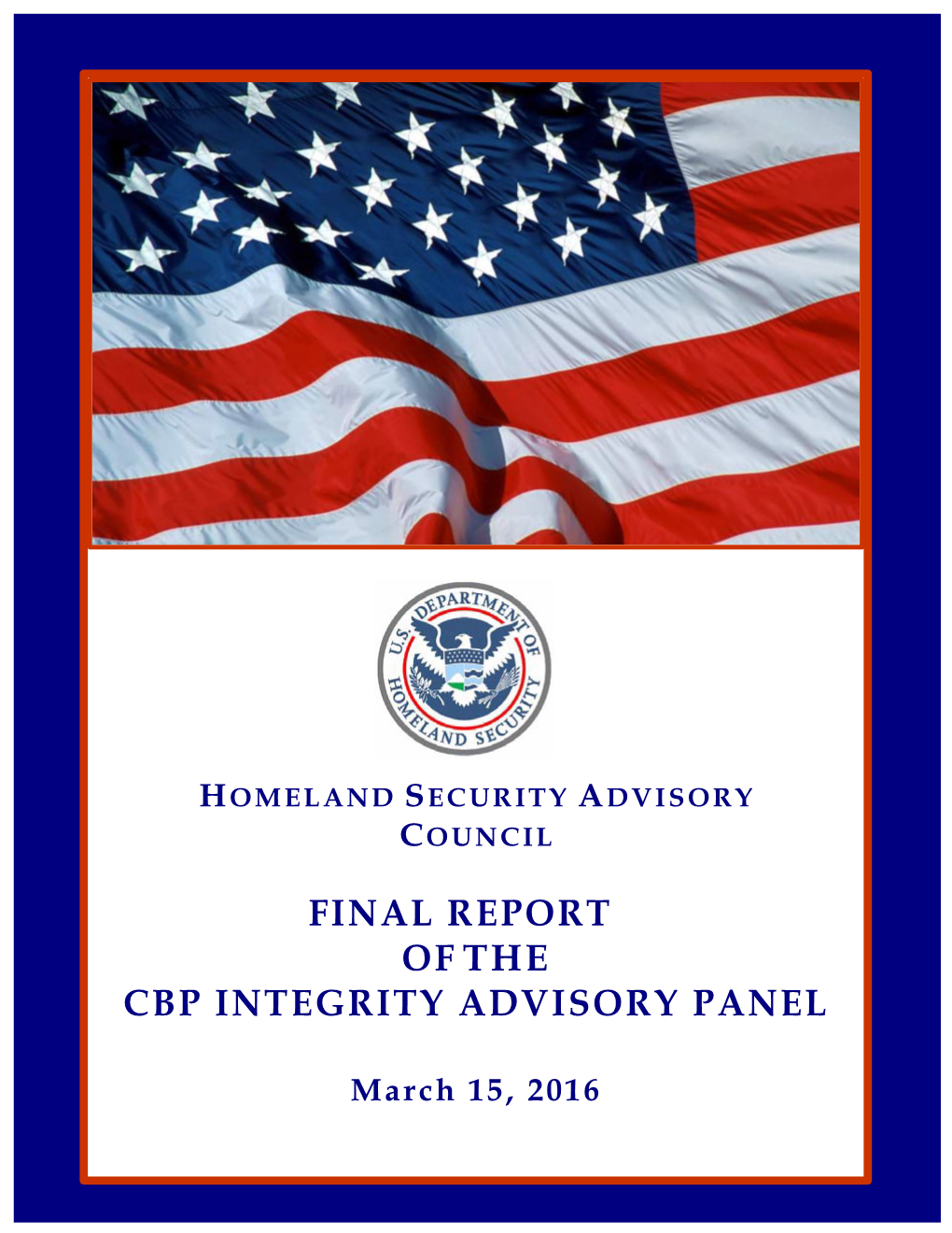 Final Report of the Cbp Integrity Advisory Panel