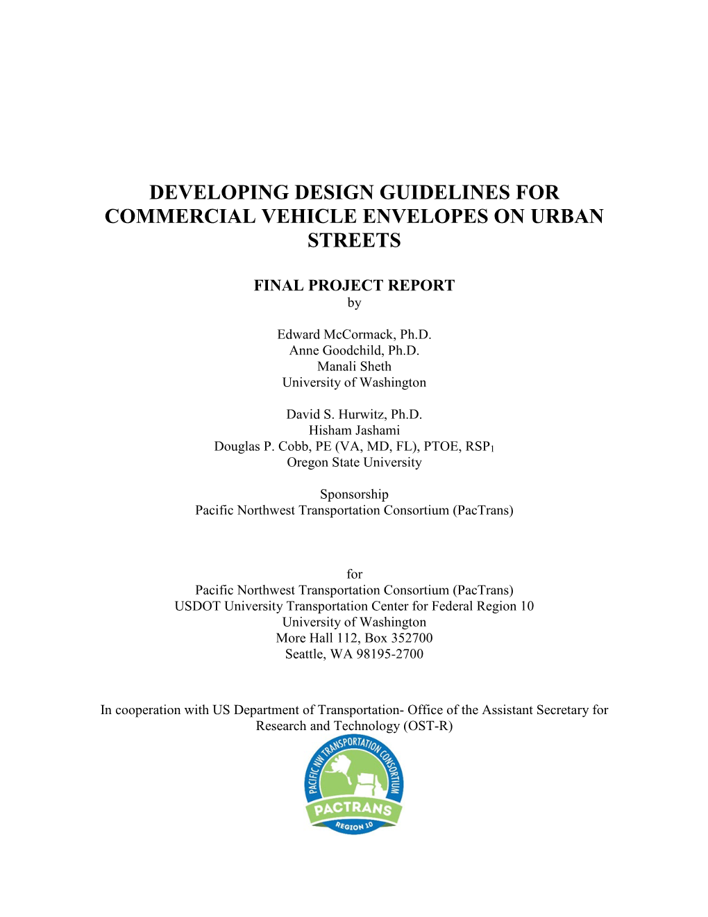Developing Design Guidelines for Commercial Vehicle Envelopes on Urban Streets