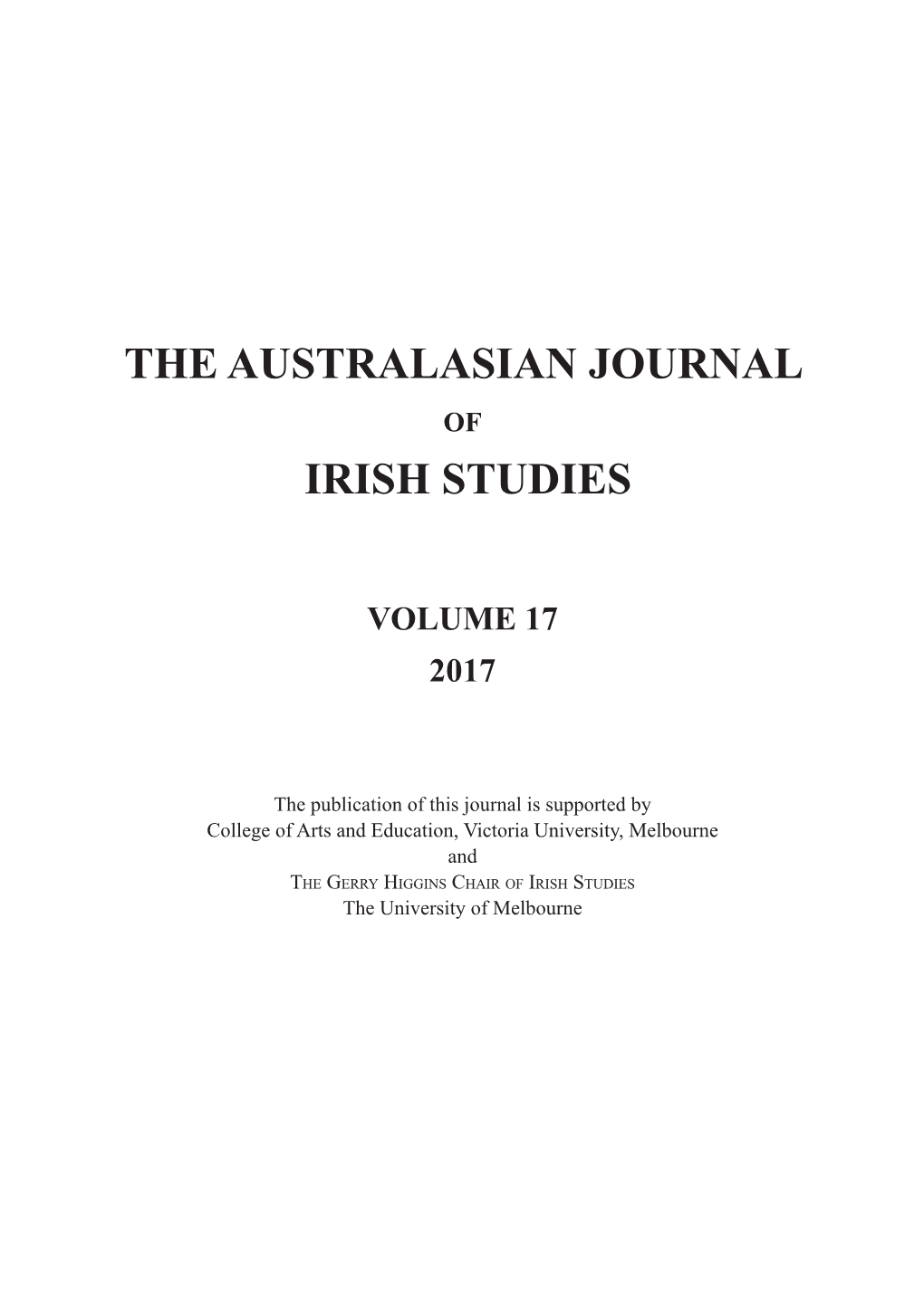 The Australasian Journal Irish Studies