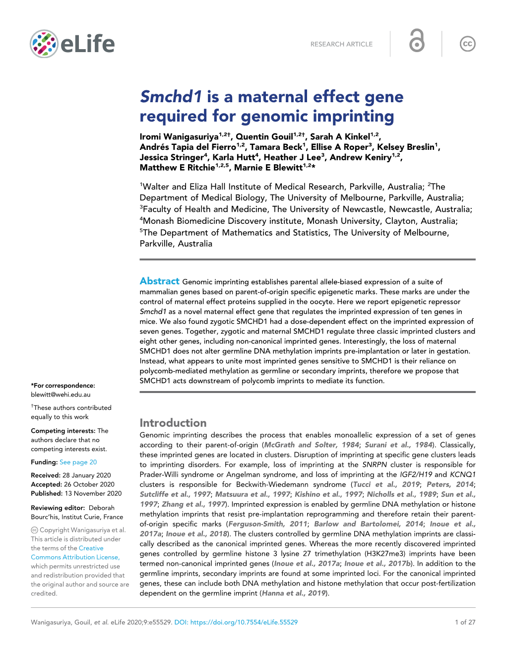 Smchd1 Is a Maternal Effect Gene Required for Genomic Imprinting