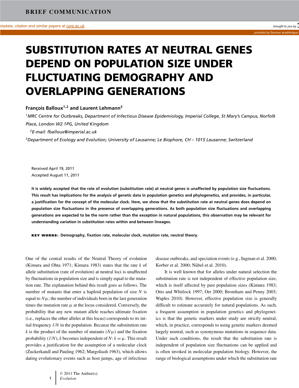 Substitution Rates at Neutral Genes Depend on Population Size Under Fluctuating Demography and Overlapping Generations