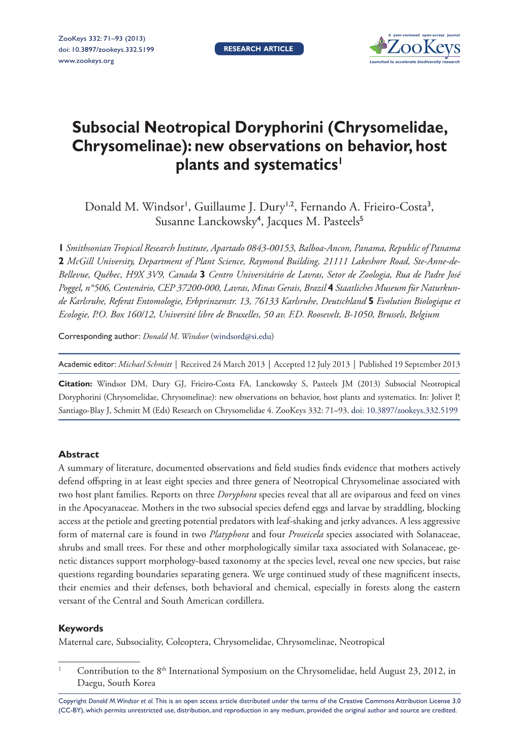 Chrysomelidae, Chrysomelinae): New Observations