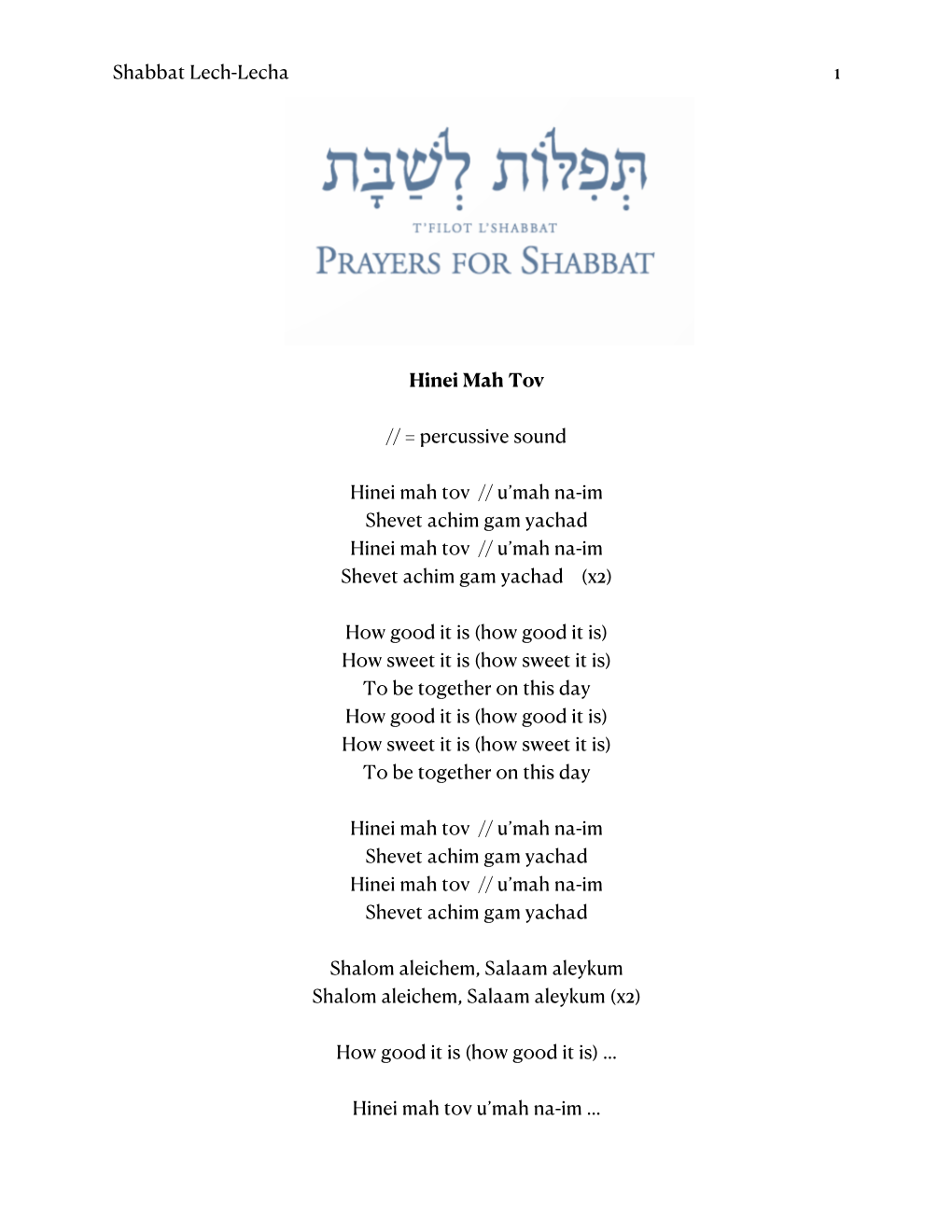 Kabbalat Shabbat 2020-10-30