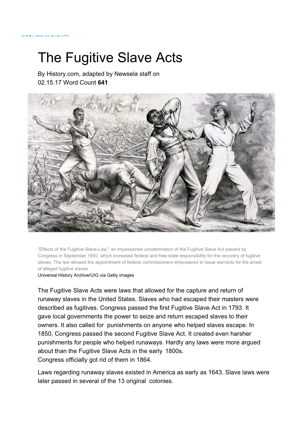 The Fugitive Slave Acts