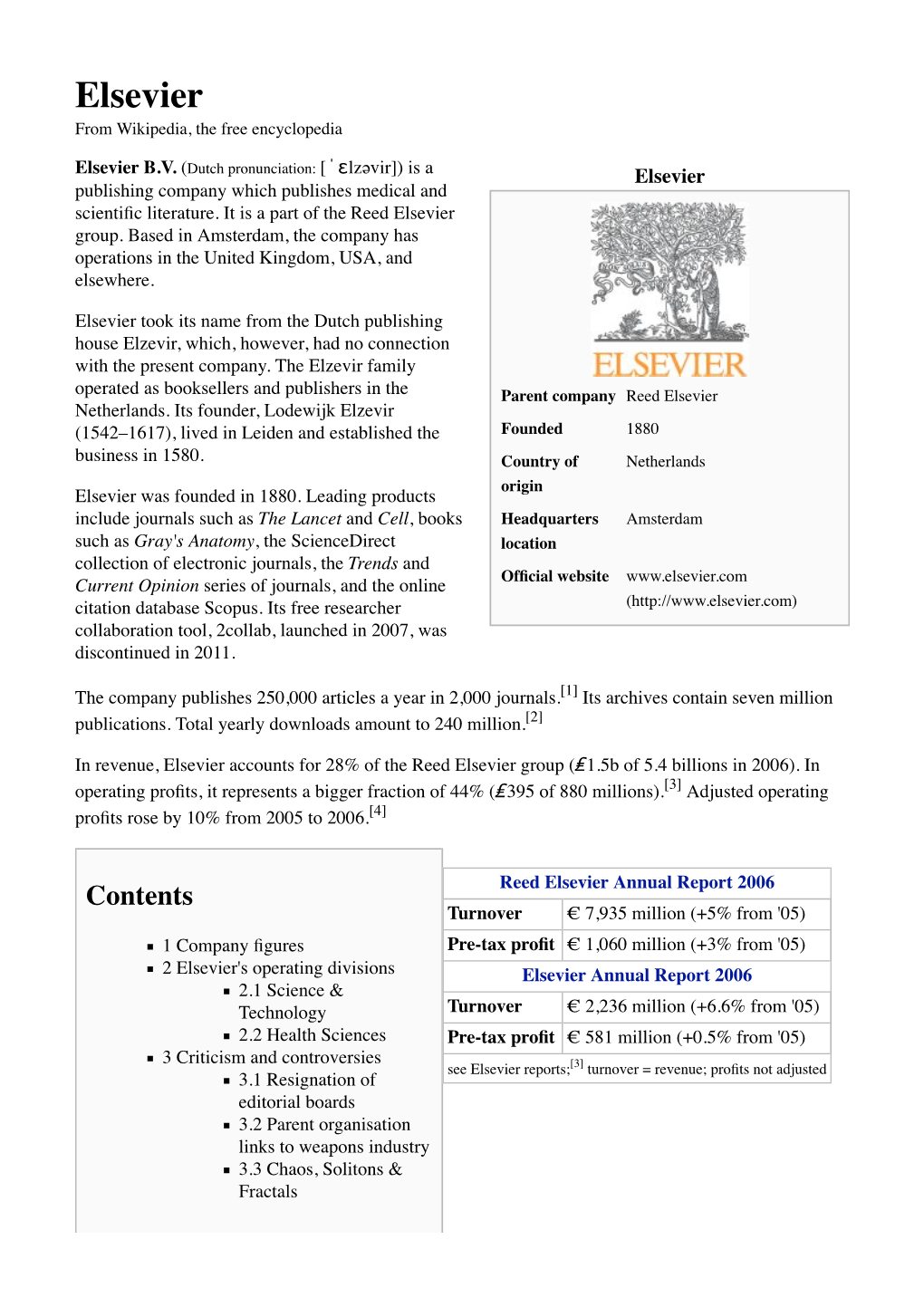 Elsevier from Wikipedia, the Free Encyclopedia