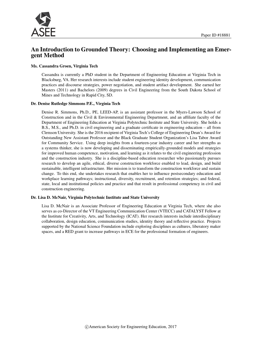 An Introduction to Grounded Theory: Choosing and Implementing an Emergent Method