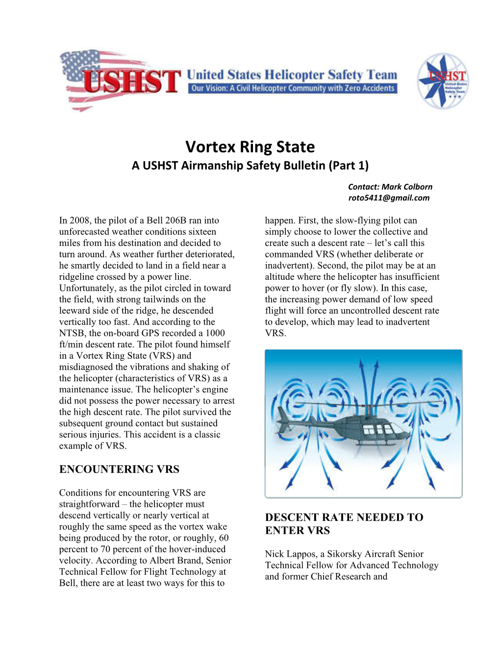 Vortex Ring State a USHST Airmanship Safety Bulletin (Part 1)