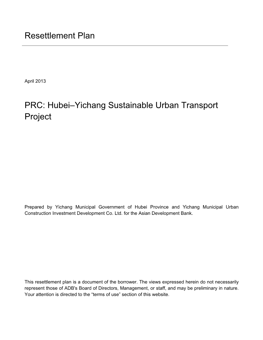 PRC: Hubei–Yichang Sustainable Urban Transport Project