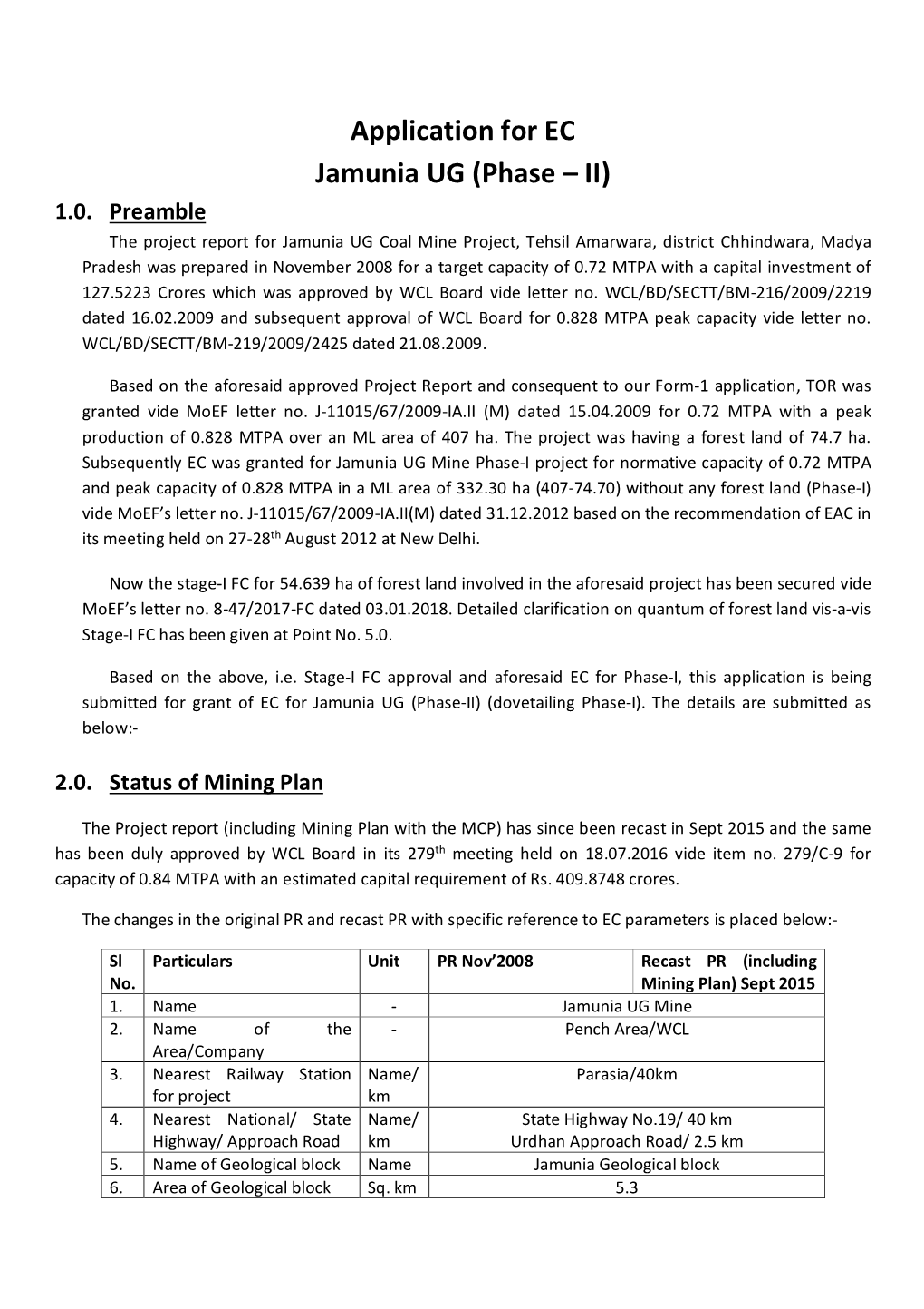 Application for EC Jamunia UG (Phase – II) 1.0