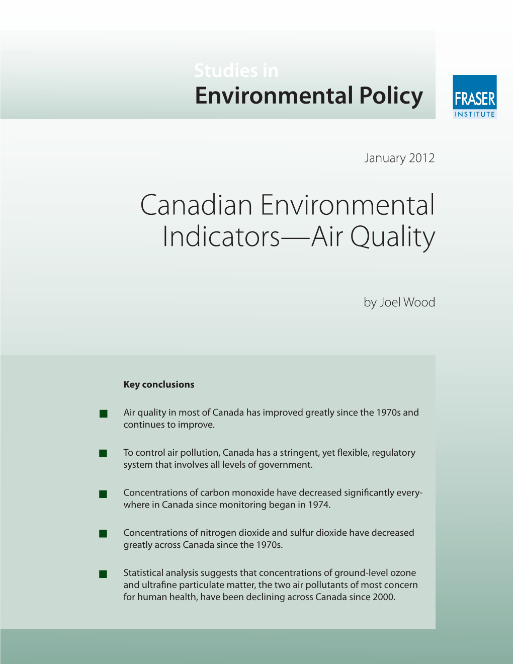 Canadian Environmental Indicators—Air Quality