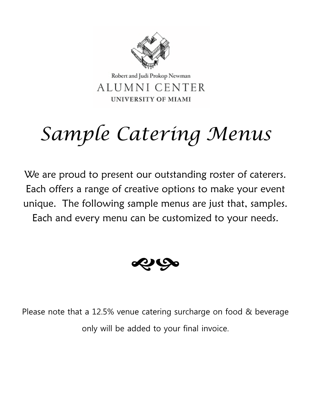 Sample Catering Menus