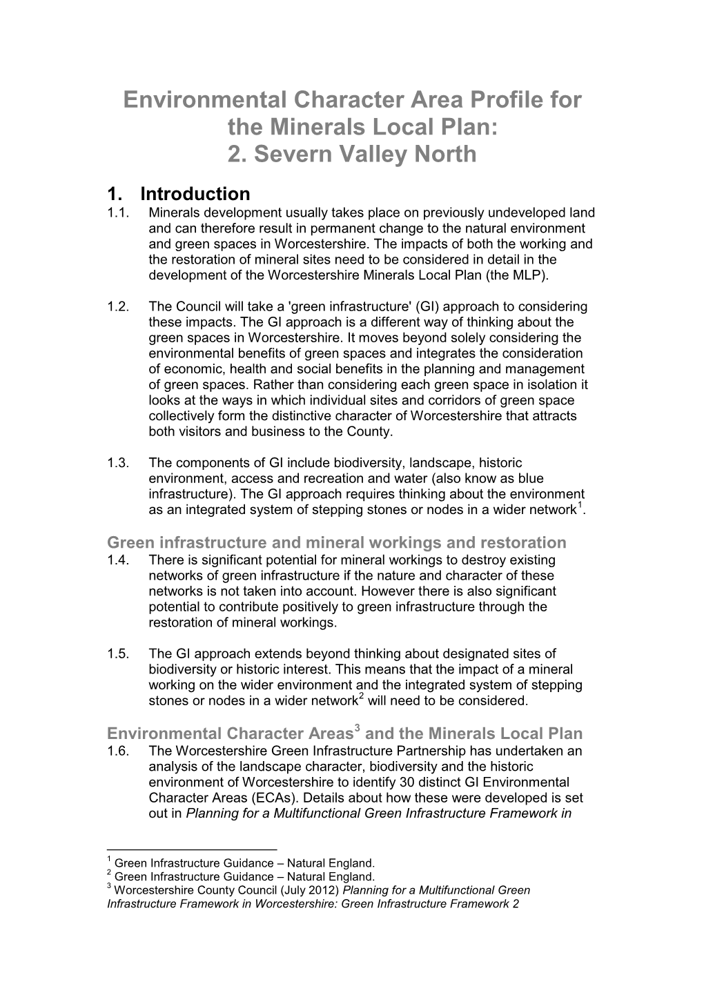 Environmental Character Area Profile for the Minerals Local Plan: 2. Severn Valley North