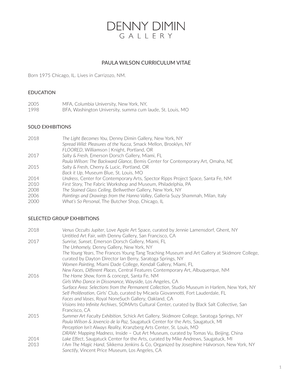 Paula Wilson Curriculum Vitae