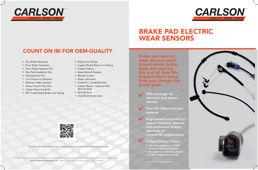 Carlson Brake Pad Electric Wear Sensors