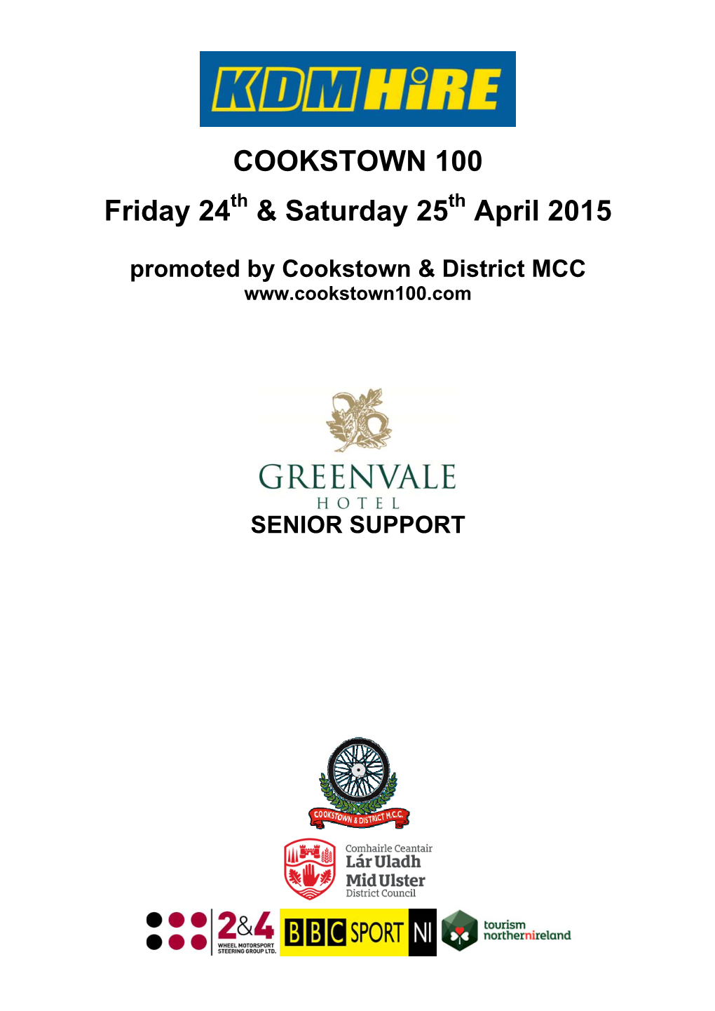 COOKSTOWN 100 Friday 24 & Saturday 25 April 2015