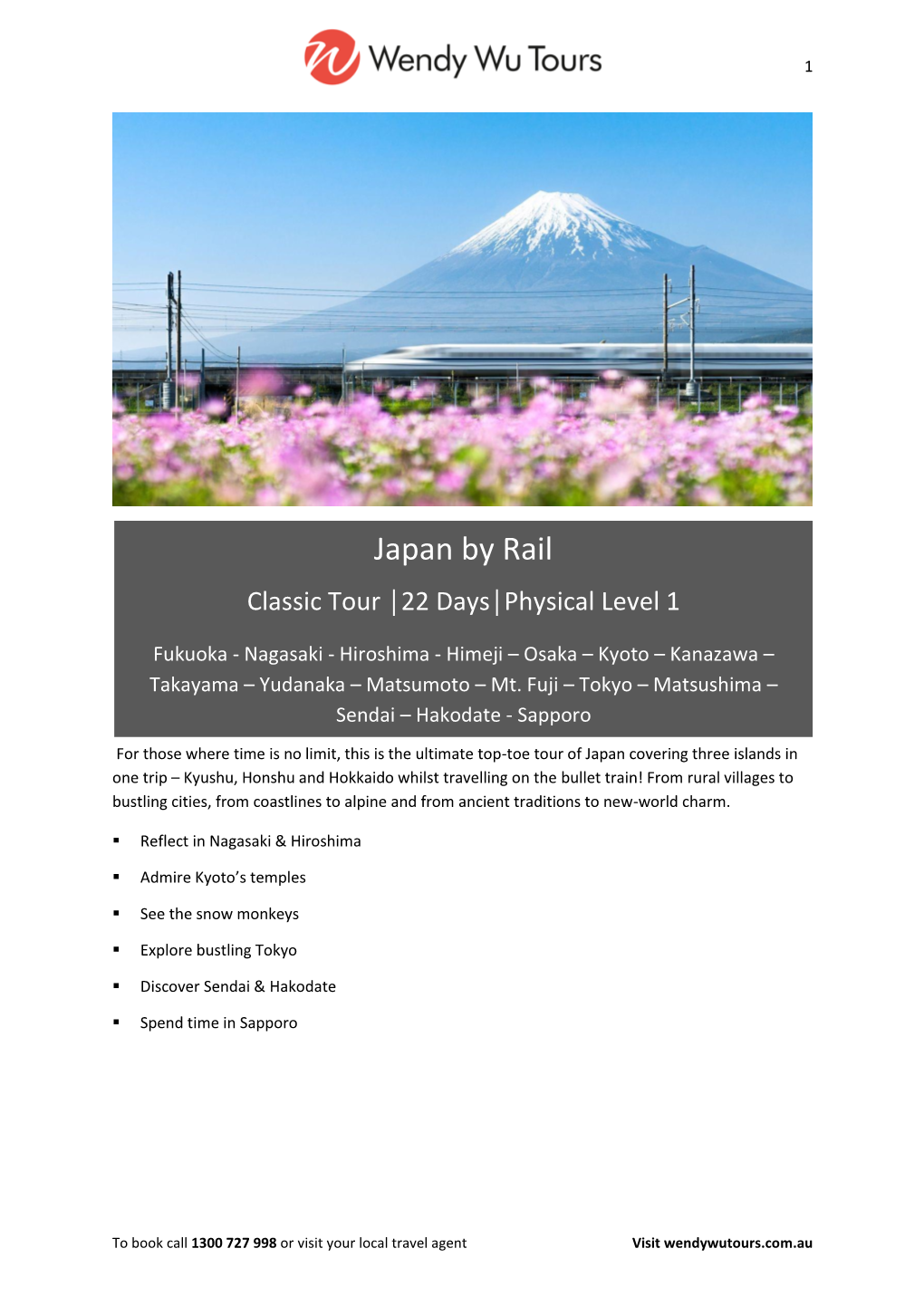 Japan by Rail Classic Tour │22 Days│Physical Level 1
