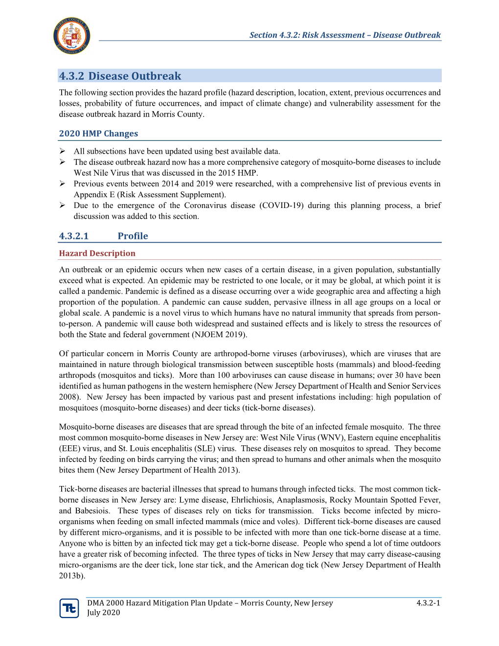 Section 4.3.2: Risk Assessment – Disease Outbreak